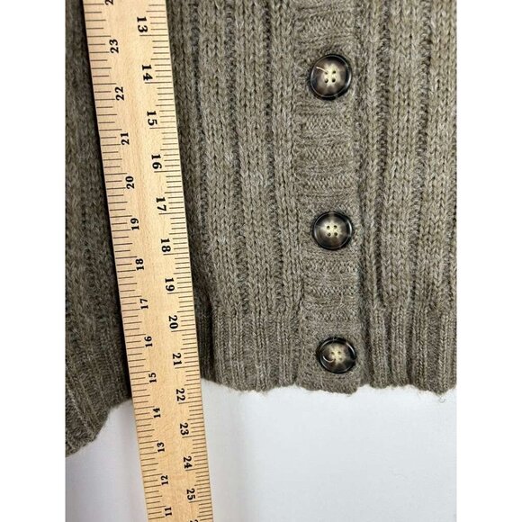 Driftwood Women's Medium Cardigan Sweater Knit Button Down Warm Tan Embroidery - Picture 6 of 12